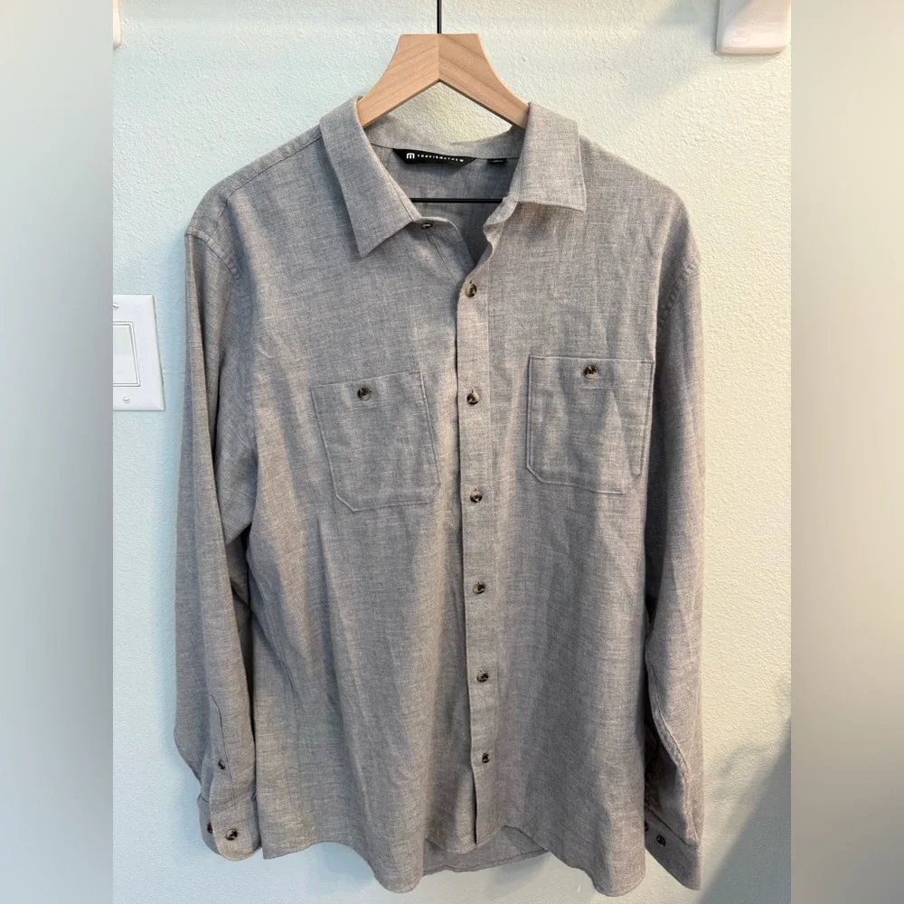 Travis Matthew grey Cloud Flannel Button-Up Shirt Men's Gray Long Sleeve Shirt